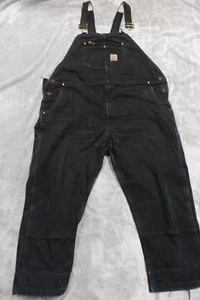 Carhartt Mens Black 46x30 Black Duck Canvas Double Knee Overalls - Picture 1 of 7