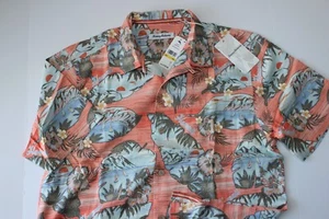 Tommy Bahama Camp Shirt Scenic Hawaii Peach 100% Silk ST325754 New SS Medium M - Picture 1 of 4