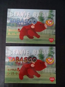 Ty Beanie Babies BBOC Series I S1 Red & Blue Birthday Cards Set Card 48 TABASCO - Picture 1 of 2