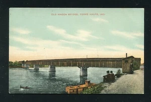 Postal Old Wagon Bridge Terre Haute Indiana - Imagen 1 de 3