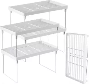 Stapelbar Kunststoff Küche Aufbewahrung Regal Faltbar Regal 4er Pack Schrank Organizer - Bild 1 von 8