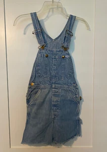 1980s Vintage Lee Denim Cut Off Overall Shorts Small - Picture 1 of 7