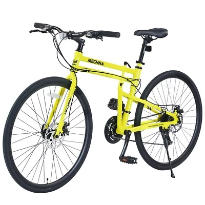 MEGHNA 700C Folding Road Bike 21-Speed Heavy Duty Folding Bike ,Yellow - Image 1 of 4
