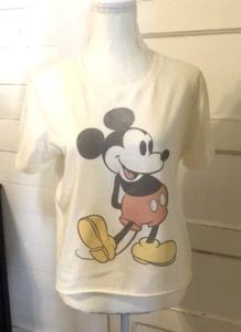 Womens Mickey Mouse Size XL Cropped Short Tshirt Disney Short Sleeve - Picture 1 of 7