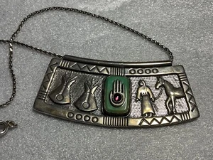 Carolyn Pollack Signed Victoria Adams Sterling Storyteller Necklace Turquoise  - Bild 1 von 5