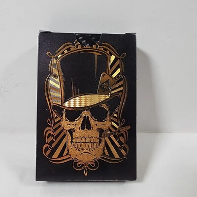 Gold Playing Cards, Waterproof Plastic Poker Cards Black- Gold Skull New Sealed - Image 1 of 4