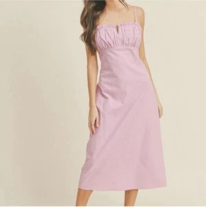 Lush Nordstrom Ruffle Cut Out Midi Dress Sz S Lavender Linen Blend Sleeveless - Picture 1 of 16