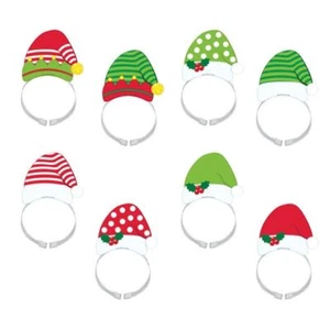 Santa and Elf Hat Headbands 8 Per Package - Picture 1 of 1