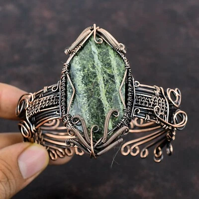 Brazalete ajustable envuelto en alambre para hermana regalo de cobre ópalo suizo verde Foto 1 de 4