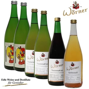 Apfelsaft, Traubensaft rot + weiß, Quittensaft 6 Fl. WEINGUT WÖRNER Direktsaft - Bild 1 von 11