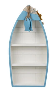 Bootsregal maritim weiss mit Fischen - Badezimmerregal, Holzregal, Schiff, Boot - Bild 1 von 4