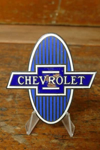 Vintage Emblem Chevrolet Enameled Radiator Badge Grille Logo Auto Car Antique - Picture 1 of 4