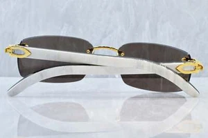 Cartier rimless buffs white gold horn C decor sunglasses - Picture 1 of 6
