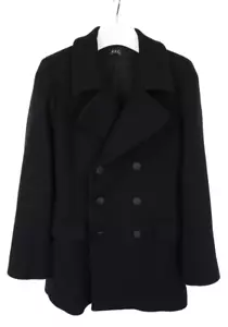 A. P.C.Mantel Damen Klein Zweireihig Wolle Gefüttert Schwarz Knopf - Bild 1 von 14