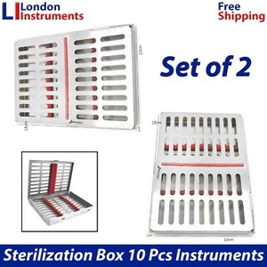 Caja de casete quirúrgica dental 10 piezas bandeja autoclave ajuste escalador instrumentos X2 - Imagen 1 de 7