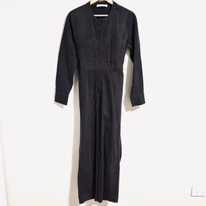 Skin And Threads Jumpsuit Size 2 AU 10 Cotton Charcoal Grey Pockets Long Sleeve - Picture 1 of 11