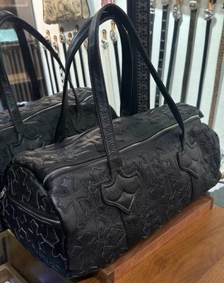 Chrome Hearts Cross Leather Black Patch Duffle Bag With 925 Sterling Silver - Image 1 of 4