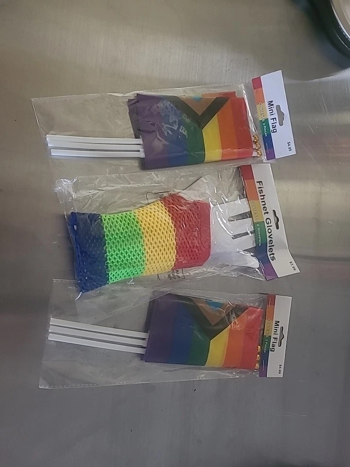 Pride Rainbow Accessory Lot LGBTQ+ Fishnet  Glovelets and mini flags - Image 1 of 1
