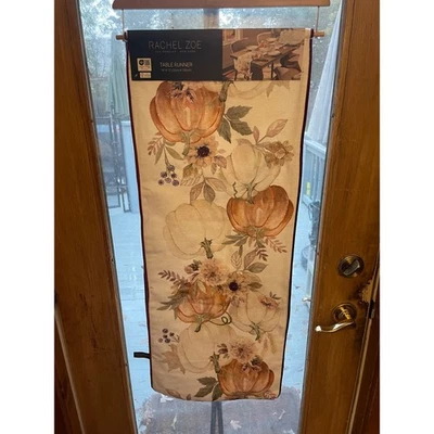 Rachel Zoe Fall Table Runner Pumpkin Floral 14 x 72 Thanksgiving Decor - Image 1 of 4