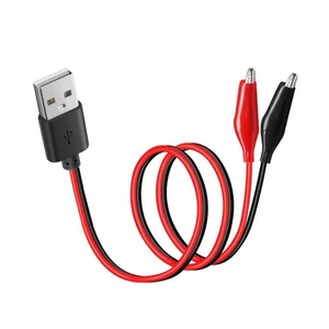 Black Red Crocodile Clamps to USB Type-A Testing Circuit Power Supply - Picture 1 of 7
