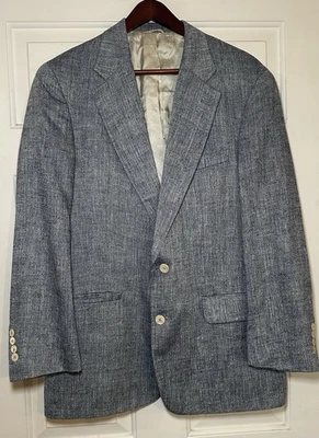 Blazer Abrigo Deportivo Norm Thompson Gris Espiga Seda Hecho en EE. UU. *Ver Medidas Foto 1 de 4