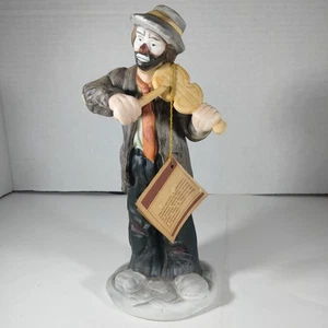 Vintage Emmett Kelly Jr Porcelain Clown Violin Figurine Signature Flambro Tag - Picture 1 of 10
