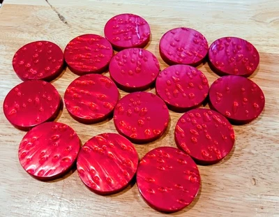 Artistic Tear Drop Large 1.75 Inch Red Tournament Grade Backgammon Checkers - Image 1 of 4