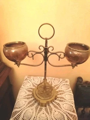 lampe Bougeoir Ancien Modulable bureau cuivre laiton bronze double - Photo 1/3