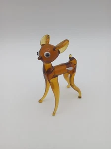 Vintage mundgeblasen Kunst Glas braun Bernstein Hirsch Rehkitz Bambie Figur Miniatur #2 - Bild 1 von 7