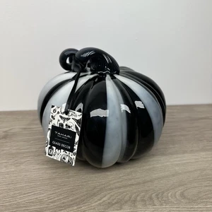Zucca in vetro artistico soffiato a mano TAHARI bianco e nero designer autunno decorazione casa nuova - Foto 1 di 7