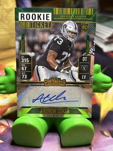 2024 Panini Contenders Football Green Rookie Ticket Auto #299 Andrew Coker (RC) - Picture 1 of 3