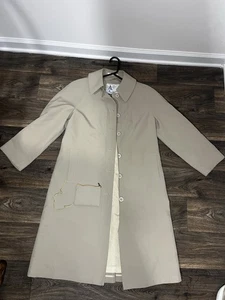 Wear in Good Health Misty Harbor long tan button trench coat sz 12 Petite - Picture 1 of 7