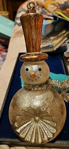 Reflector de vidrio de mercurio sintético muñeco de nieve adorno de árbol de Navidad 12" de alto - Imagen 1 de 8