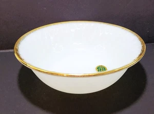Anchorglass Fire King Milkglass Bowl 22K Gold Trim Heat Proof Ovenware 8" - Picture 1 of 9