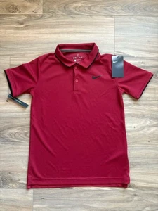 NWT Nike Golf Polo Shirt Dri Fit Youth Large Red Black Embroidered Swoosh Logo - Picture 1 of 9