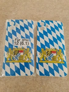 Apple iPhone12 - Silikon Hülle Bayerische Fahne mit Wappen weiss-blau Bayern - Bild 1 von 1