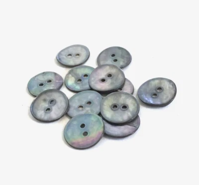 24 Buttons Gray Iridescent Natural Real Shell 2-Hole Sew Sewing 17 mm SH16 - Image 1 of 4