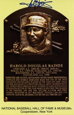 Harold Baines Signed Autographed Baseball HOF Plaque Postcard JSA - Image 1 of 3