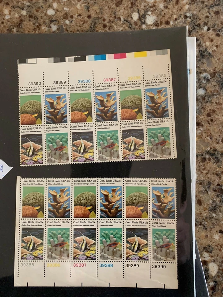 US postage  15 cents stamps of Coral Reefs blocks - Image 1 of 1