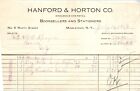 Hanford & Horton Middletown NY 1912 Billhead Booksellers & Stationers