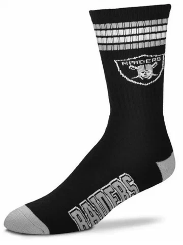 NFL Oakland Raiders 4 Stripe Quarter Socks Men's Size Large (10-13) Cover