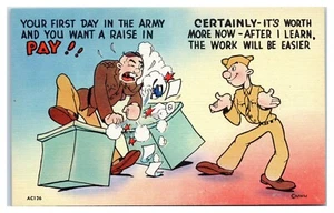 WWII USA Military Army Asking For A Raise Humor c1940s Postcard - Picture 1 of 2