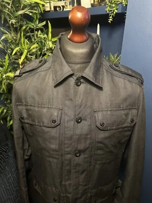 MA. Strum Technical Military Overshirt Black Linen Blend Mens Medium Terraces - Image 1 of 4
