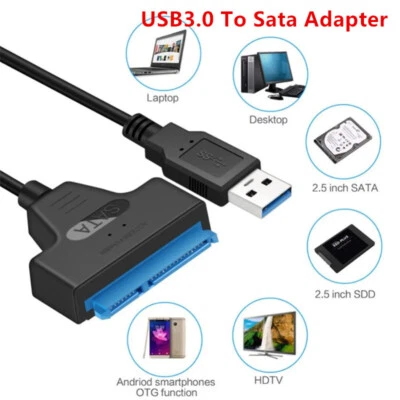 USB3.0 to SATA 2.5" Hard Drive HDD SSD Adapter Converter USB SATA Cable External - Image 1 of 4