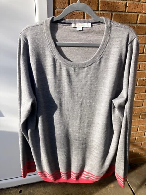 BODEN Hilda scoop neck  jumper size XL=size 20--22 grey & pink  colour  bwb1 - Image 1 of 4