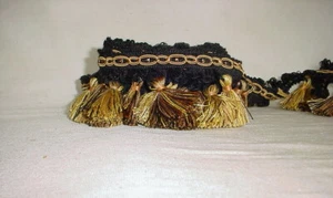 5Y Kravet TA5188 en 84 Jet Negro latón oro borla borde de flecos - Imagen 1 de 3