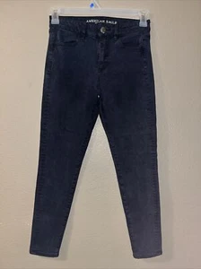 American Eagle 8 Short Black Super Stretch X4 High Rise Jegging Skinny Jeans H4 - Picture 1 of 4