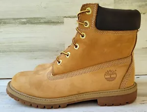 Timberland® 12909 Junior’s 6" Premium Sz 6M Waterproof Boots Wheat Nubuck - Picture 1 of 11