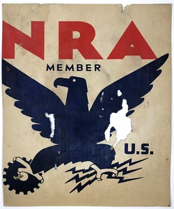 1933 - 1935 National Recovery Administration Member Sign CUT DOWN and DAMAGED - Picture 1 of 4