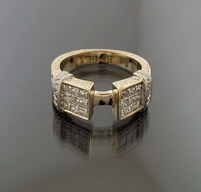 Princess cut Natural Diamond Semi Mount  14K Yellow Gold Holds Any Gem Stone - Image 1 of 4